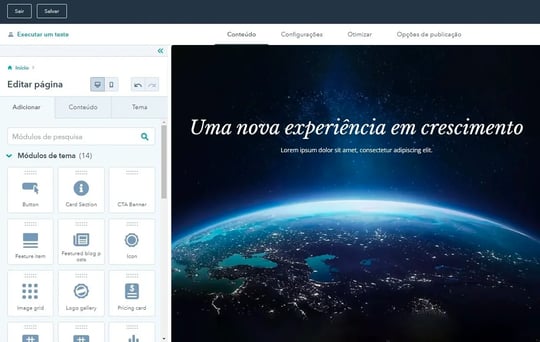 editor de sites da HubSpot 