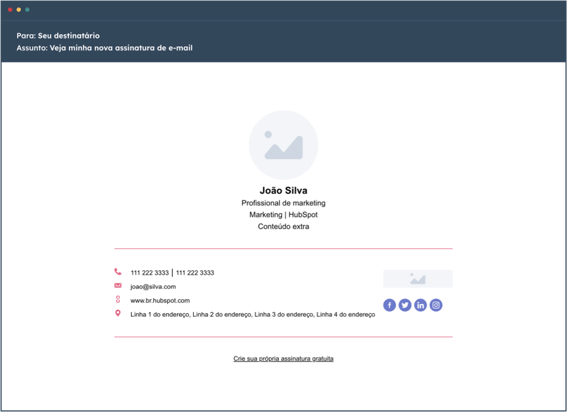 Veja como a sua assinatura de e-mail vai ficar background branco