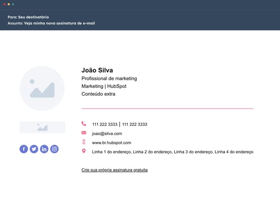 Preview da assinatura de e-mail 