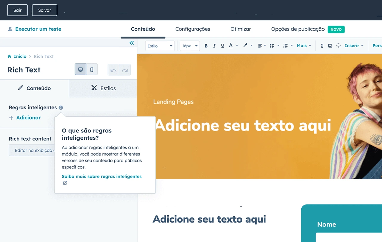 regras inteligentes aplicadas à landing pages 