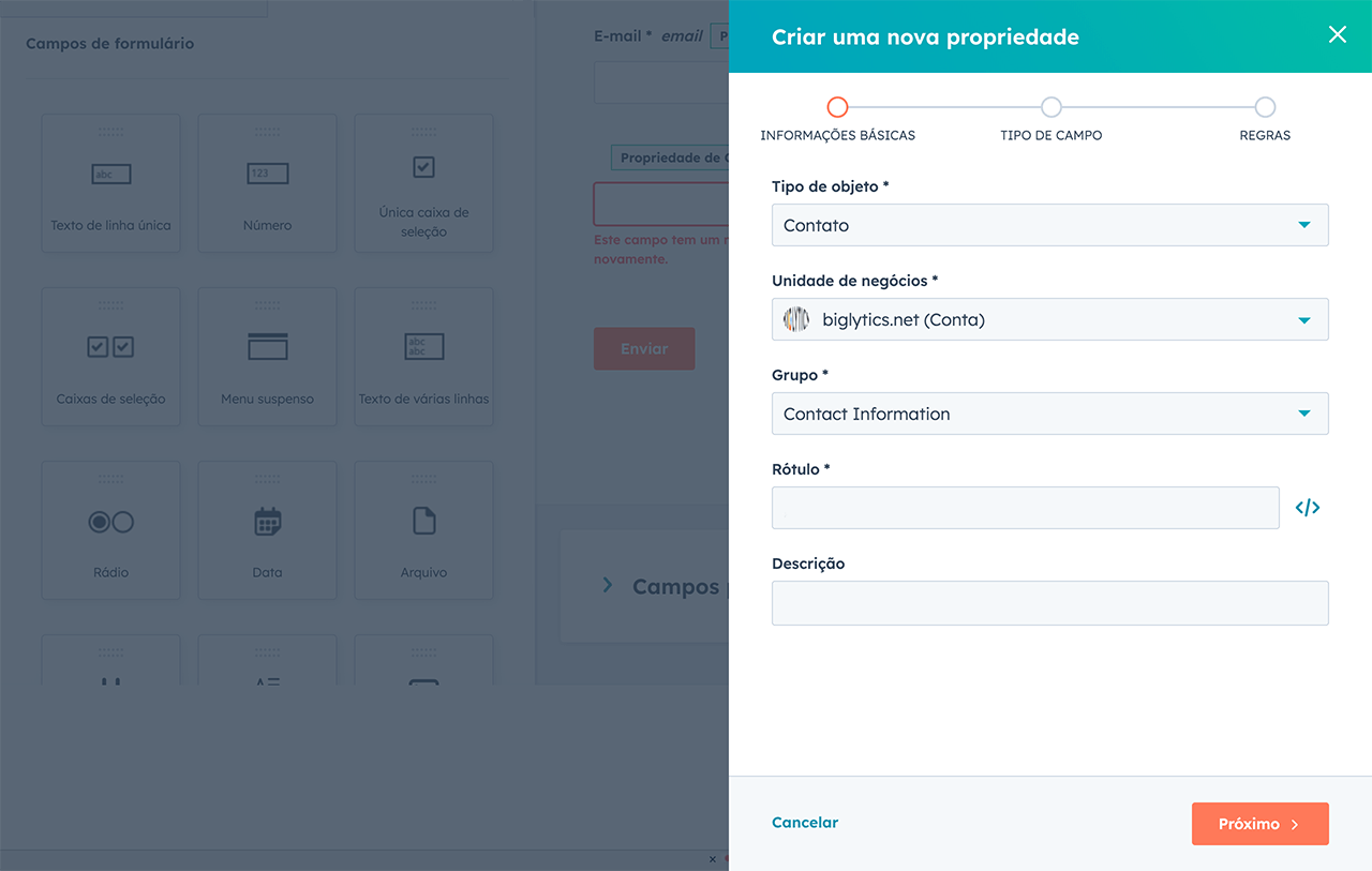 criar-campo-de-formulário - HubSpot Forms