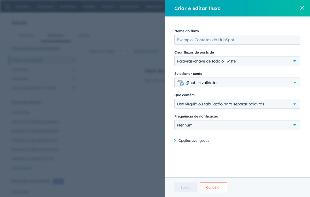 monitoramento de menções da ferramenta de gestão de redes sociais da HubSpot