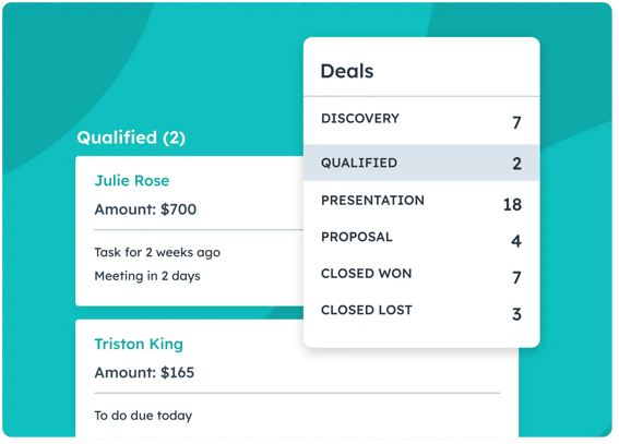 Sales Hub deals dashboard